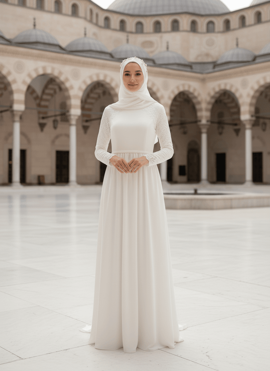 Vue de face d'une robe de mariée hijab moderne et élégante