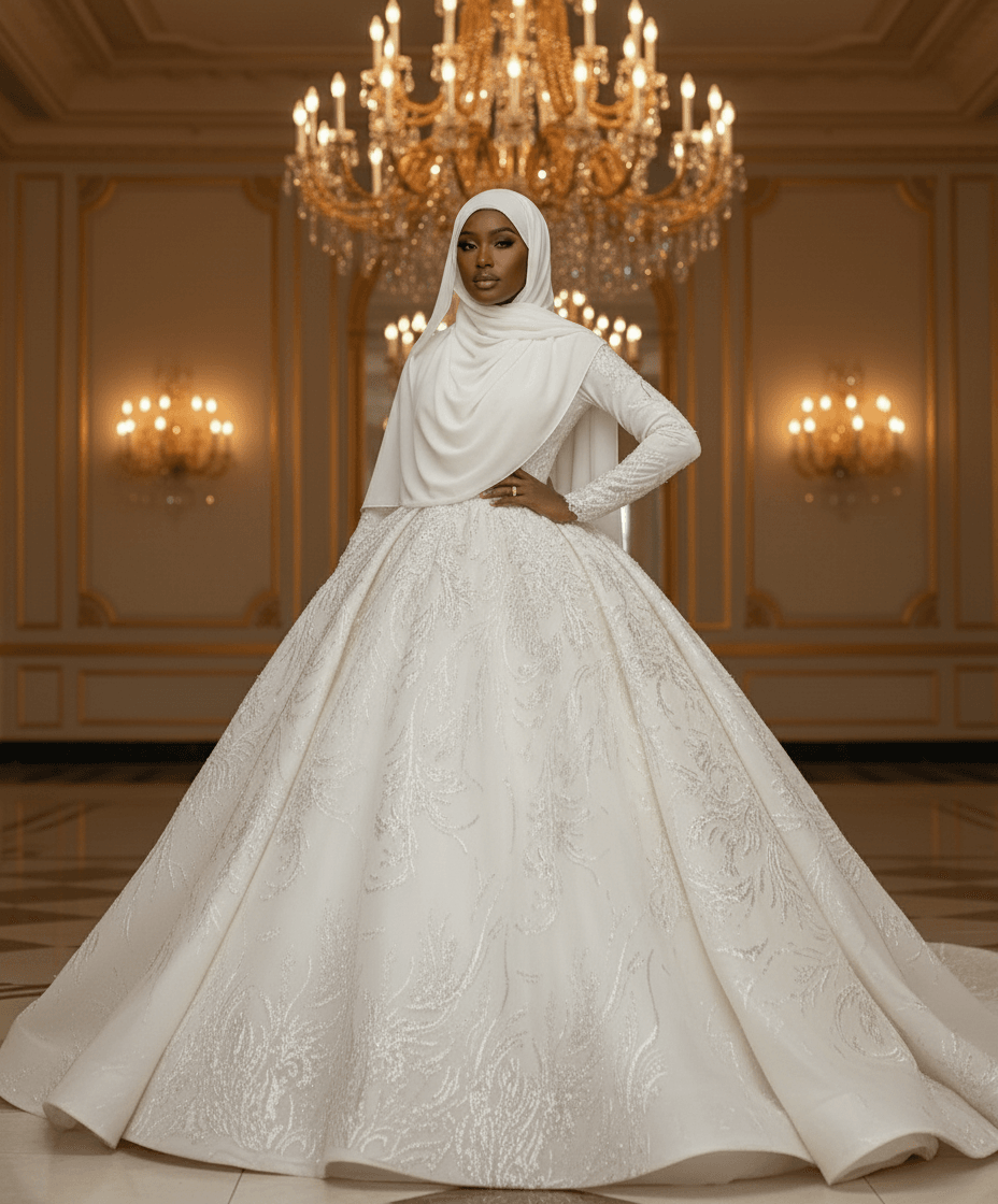 Robe de mariée hijab princesse volumineuse