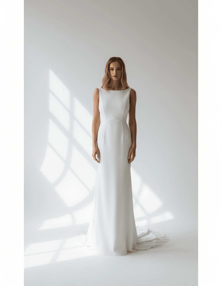 Vue de face d'une robe de mariée simple et élégante