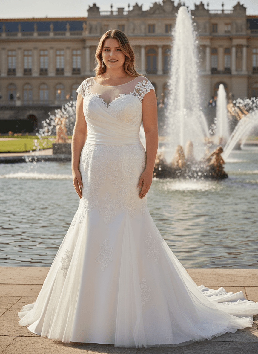 Robe de mariée sirène de luxe avec bustier drapé