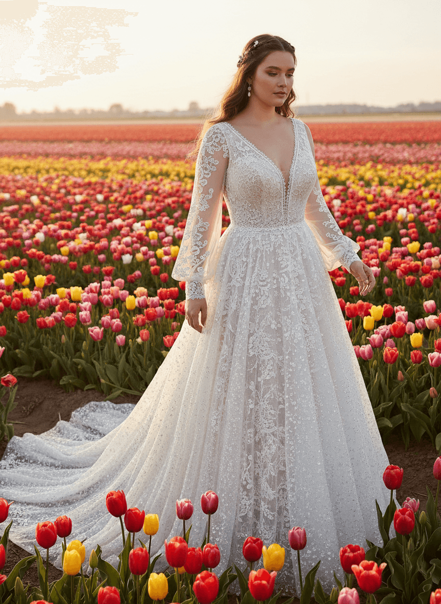 Décolleté en V et détails de dentelle d'une robe bohème élégante