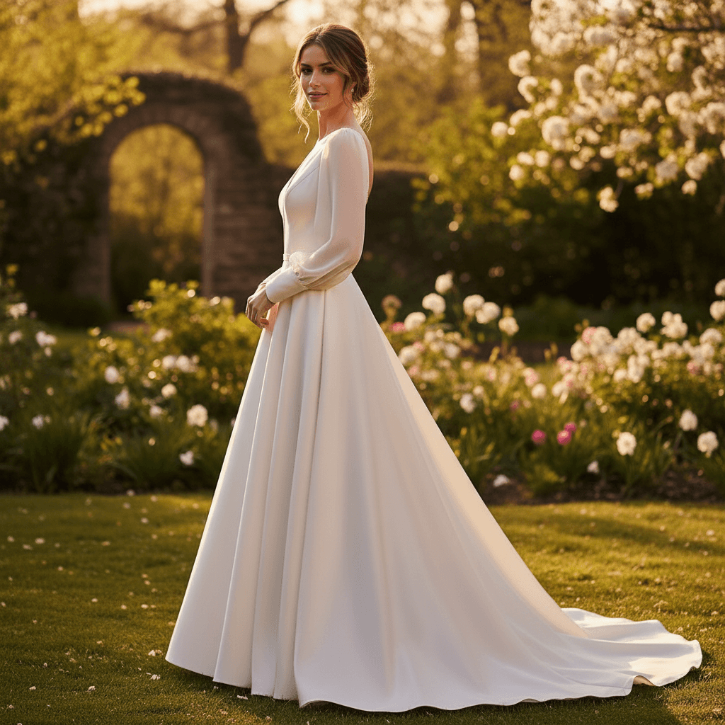 Vue de profil d'une robe bohème princesse élégante et vaporeuse