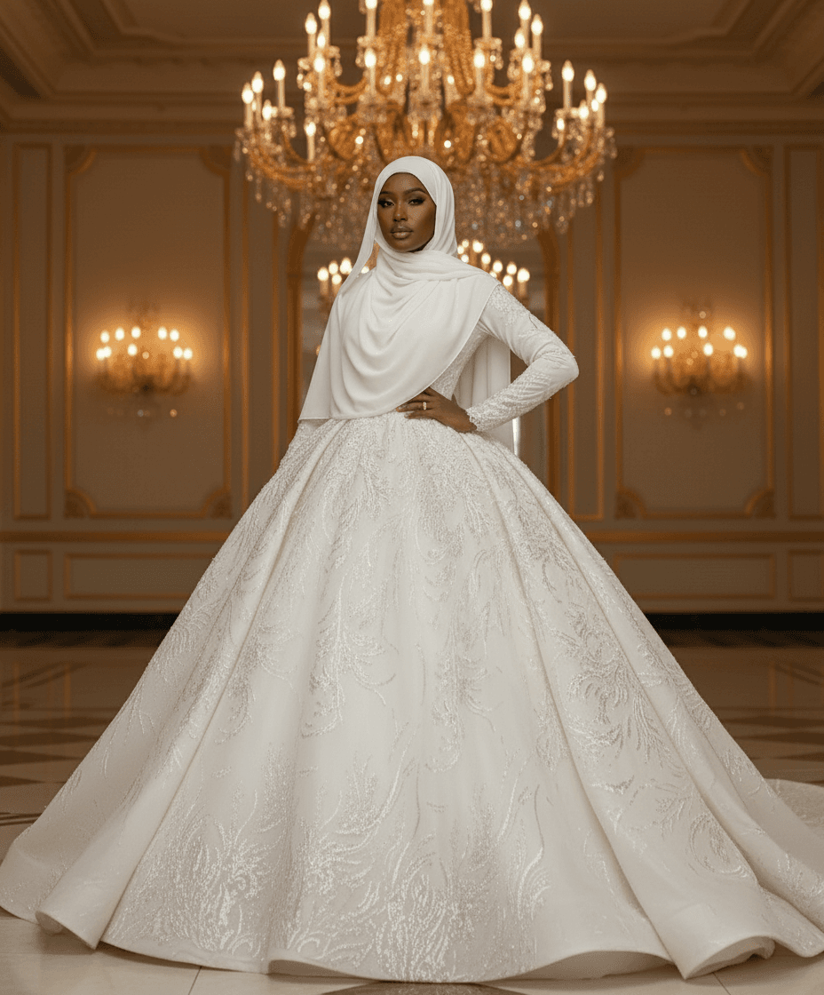 Robe de mariée hijab princesse volumineuse