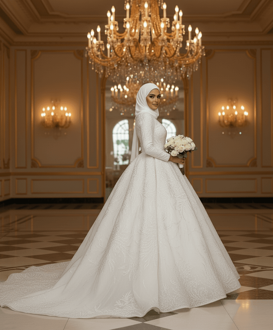 Vue de profil d'une robe hijab princesse élégante