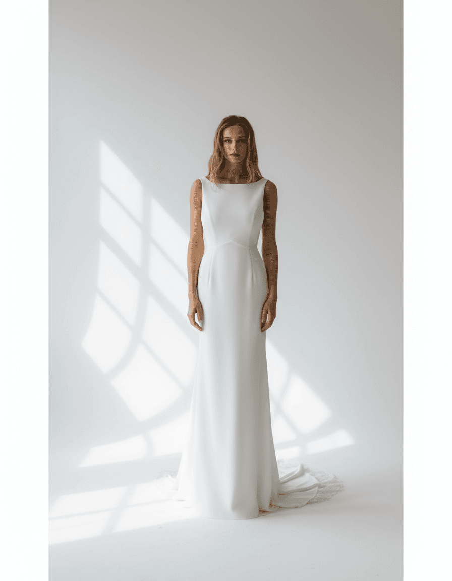Vue de face d'une robe de mariée simple et élégante