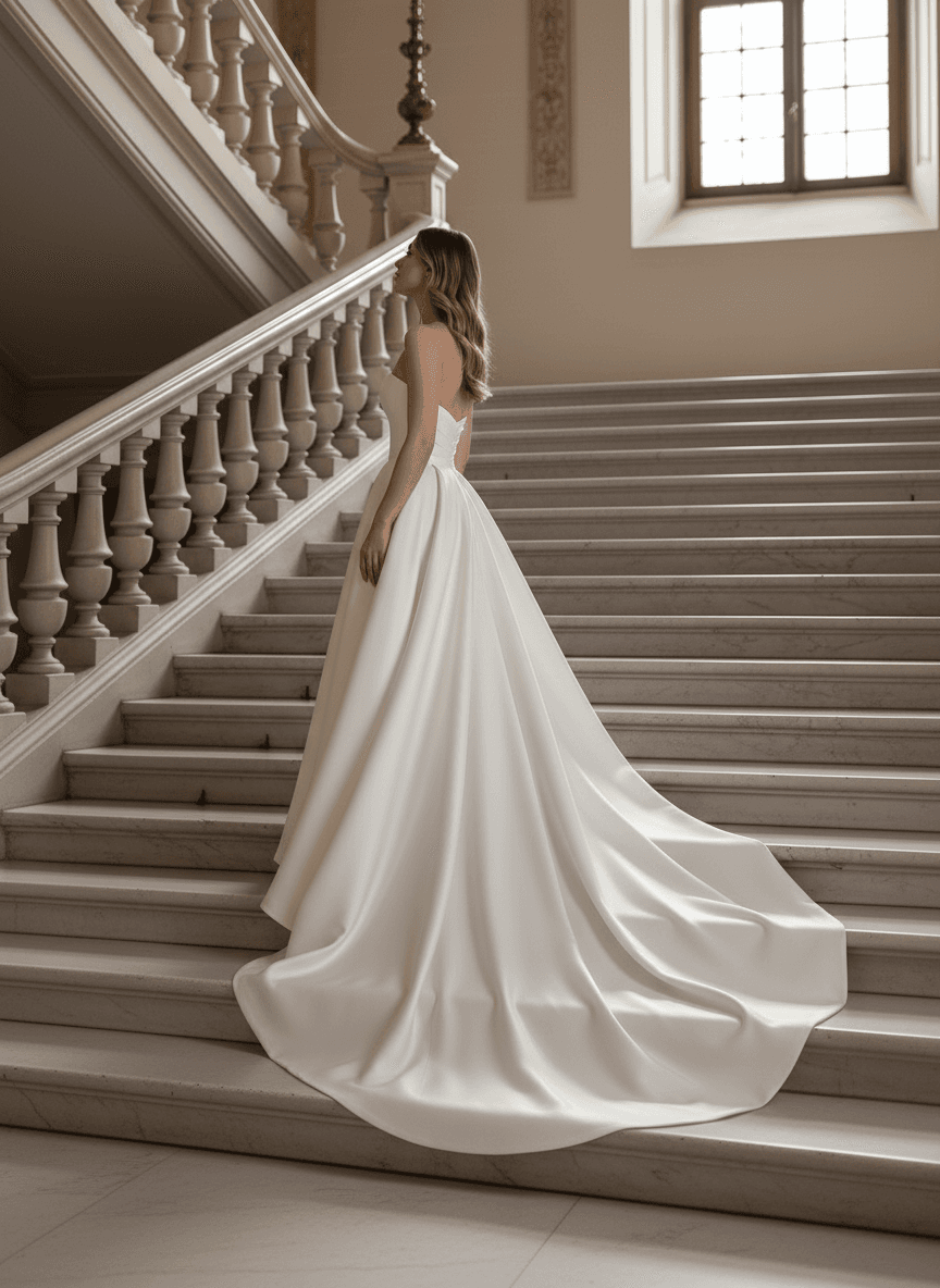 Vue de profil d'une robe sirène bustier élégante et ajustée