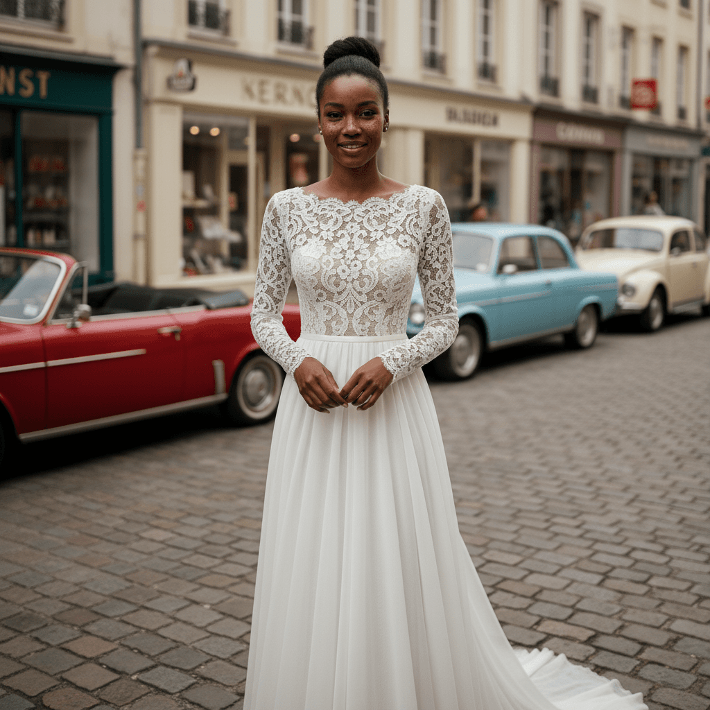 Vue de profil d'une robe fluide vintage années 60