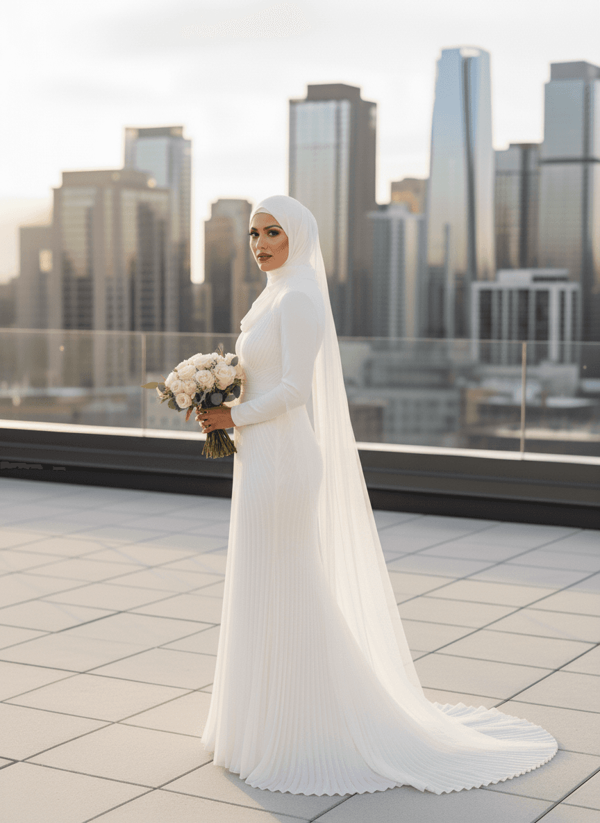 Vue de dos d'une robe voilée moderne fluide