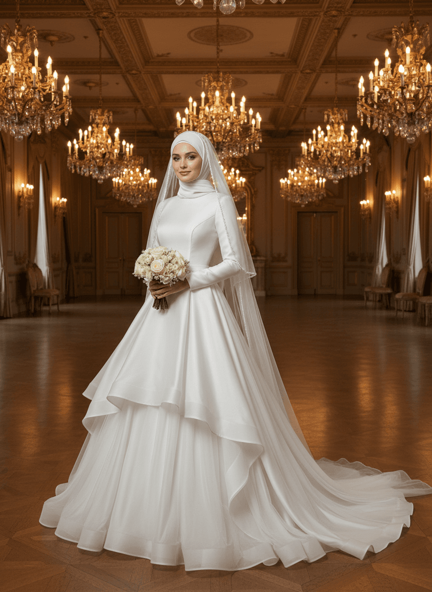 Vue de profil d'une robe voilée princesse fluide