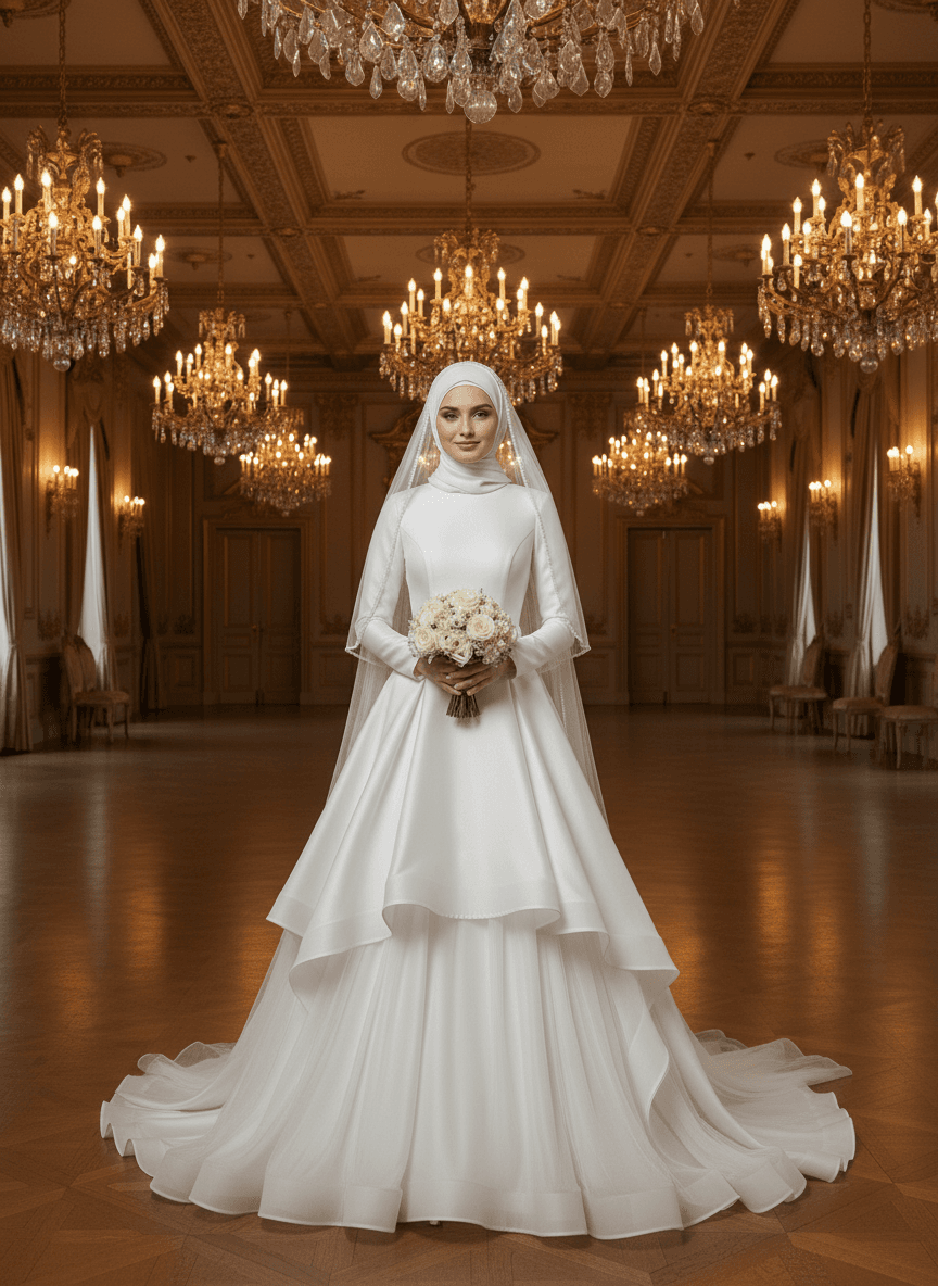 Mariée en robe voilée princesse majestueuse